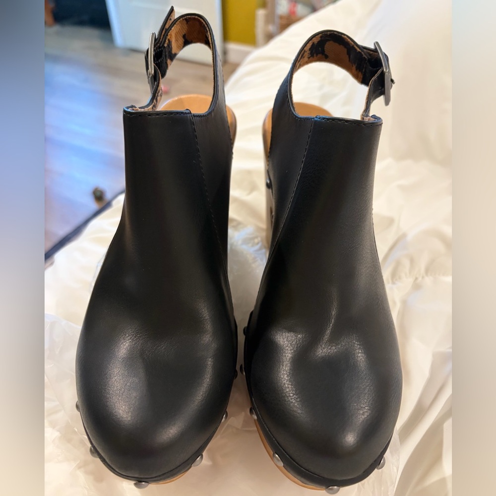 Korks Sienna Black Full Grain Leather Sling Back Size 9